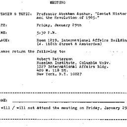 Announcements, 1982-01-29. ...