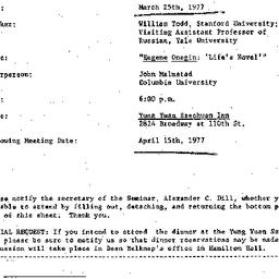 Announcements, 1977-03-25. ...