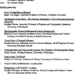 Schedules, Slavic History a...