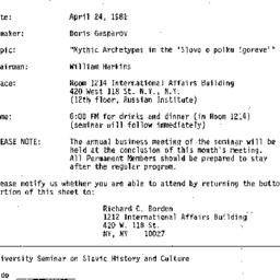 Announcements, 1981-04-24. ...