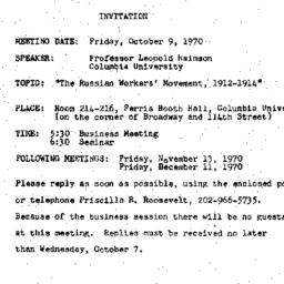 Announcements, 1970-10-09. ...