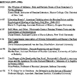 Schedules, Slavic History a...