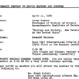 Announcements, 1980-04-11. ...