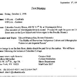 Announcements, 1998-09-17. ...