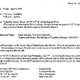 Announcements, 1999-03-25. ...