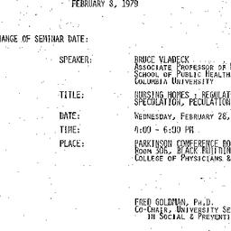 Announcements, 1979-02-03. ...