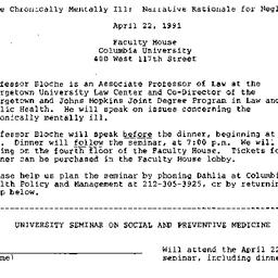 Announcements, 1991-04-22. ...