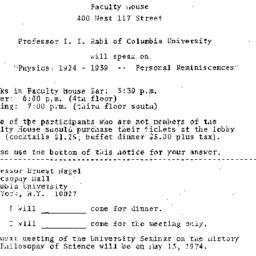 Announcements, 1974-04-26. ...