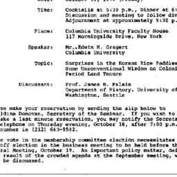 Announcements, 1979-10-19. ...