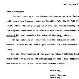 Announcements, 1965-02-18. ...
