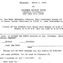 Announcements, 1990-03-01. ...