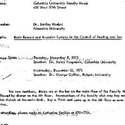 Announcements, 1973-10-11. ...
