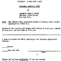 Announcements, 1982-04-01. ...