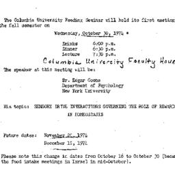 Announcements, 1974-10-30. ...