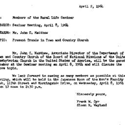 Announcements, 1964-04-02. ...