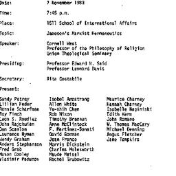 Minutes, 1983-11-07. The Th...