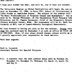 Announcements, 1985-08-10. ...