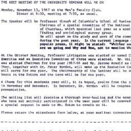Announcements, 1967-10-28. ...