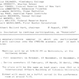 Announcements, 1986-08-08. ...