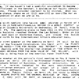 Announcements, 1985-04-15. ...