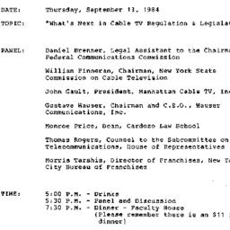 Announcements, 1984-09-13. ...