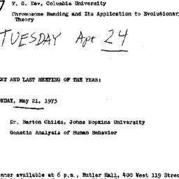 Announcements, 1973-04-24. ...