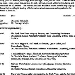 Schedules. Irish Studies, s...