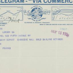 Telegram to Frederick P. Ke...