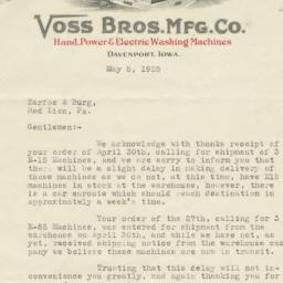 Voss Bros. Mfg. Co.. Letter